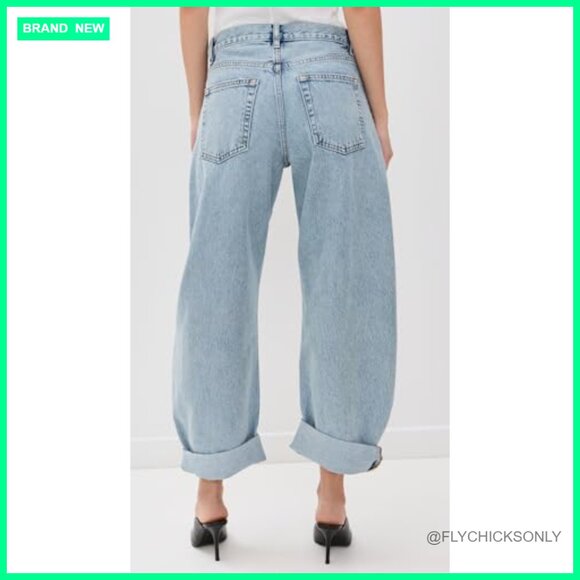 High Rise Barrel Leg Jeans, Non-Stretch Denim, 5-Pocket Styling - Picture 4 of 6